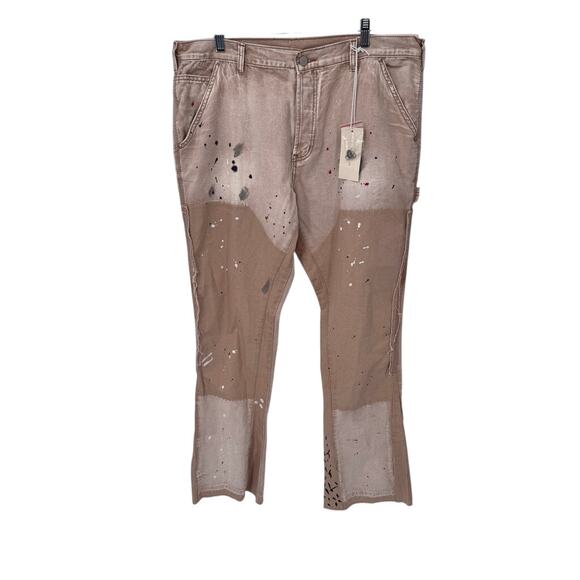 Mnml Painter Carpenter Jeans Mens 36 Brown‎ Distressed Paint Splatter NEW - Picture 1 of 11